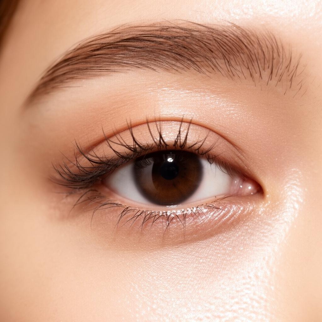 Macro close-up of an eye with delicate lashes